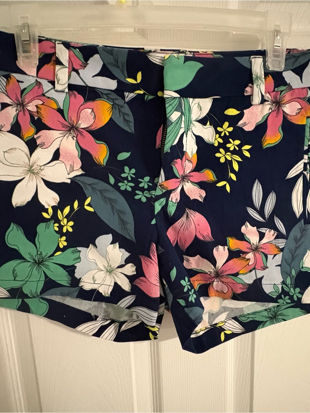 a.n.a Navy Floral Women's Bermuda Shorts